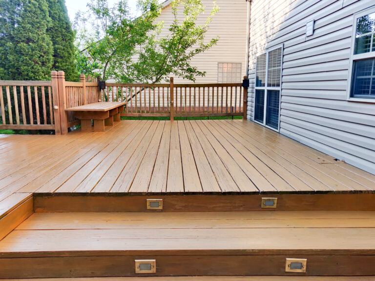 wooden deck on family home